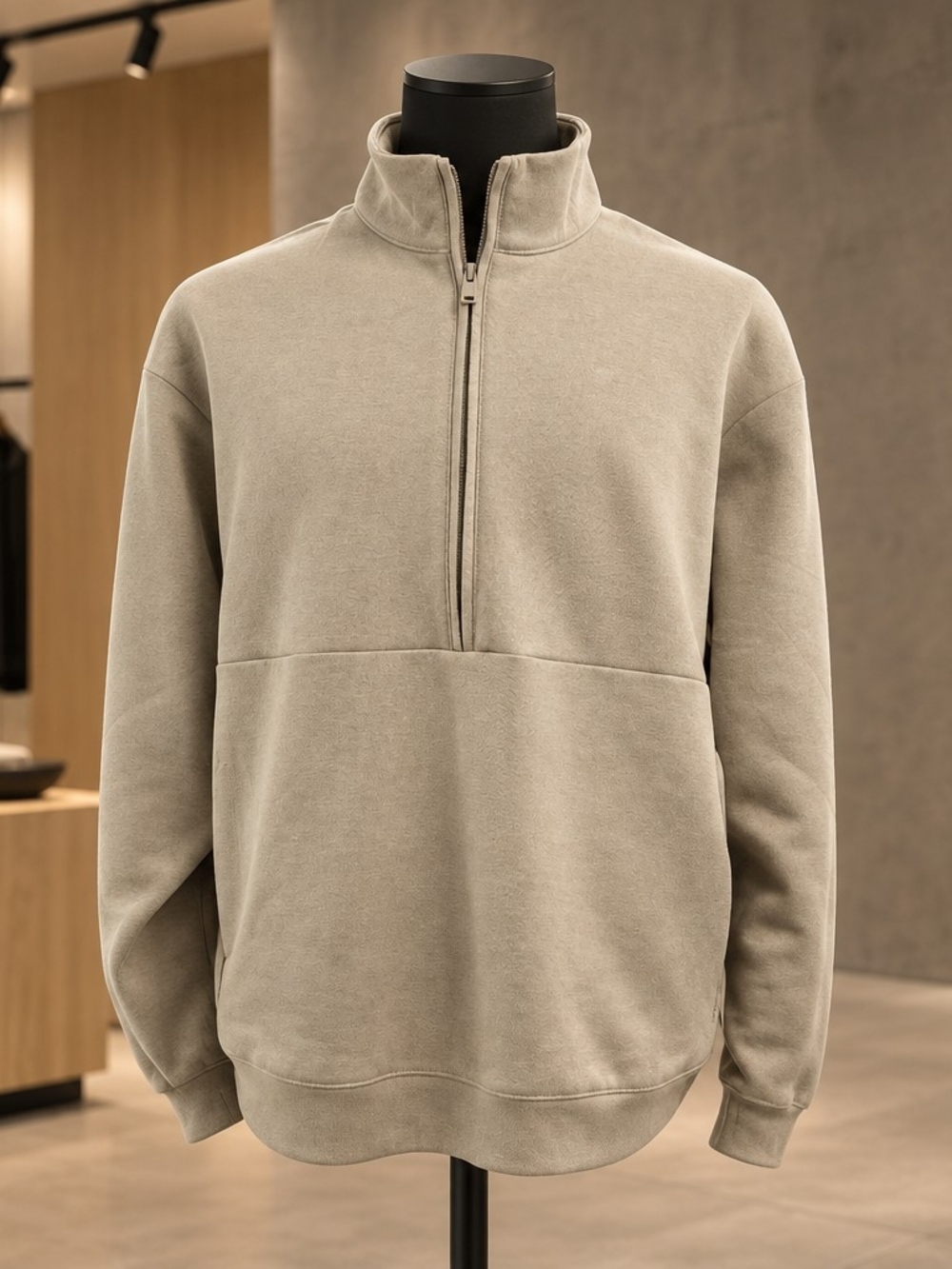 Kenneth Cole Sweatshirt Tan Fleece Quarter Zip Mock Neck Active Size XL New